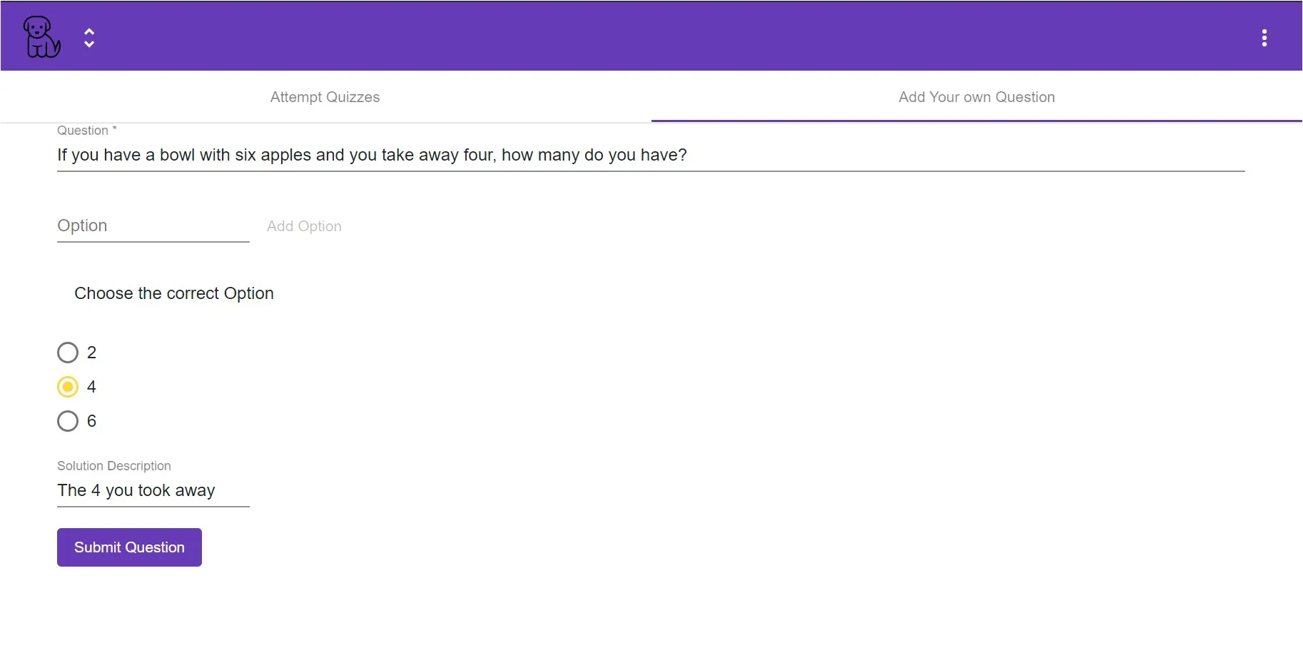Add Quiz Question