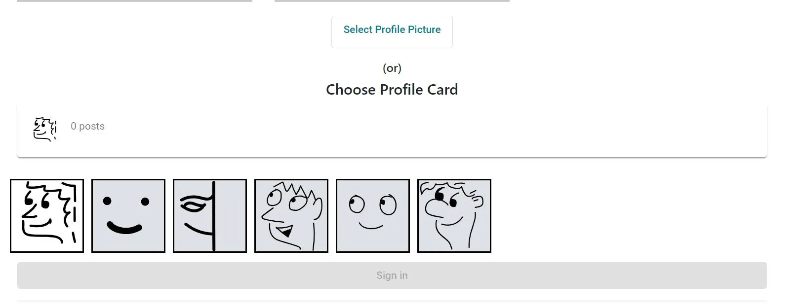 Profile Card / Registration