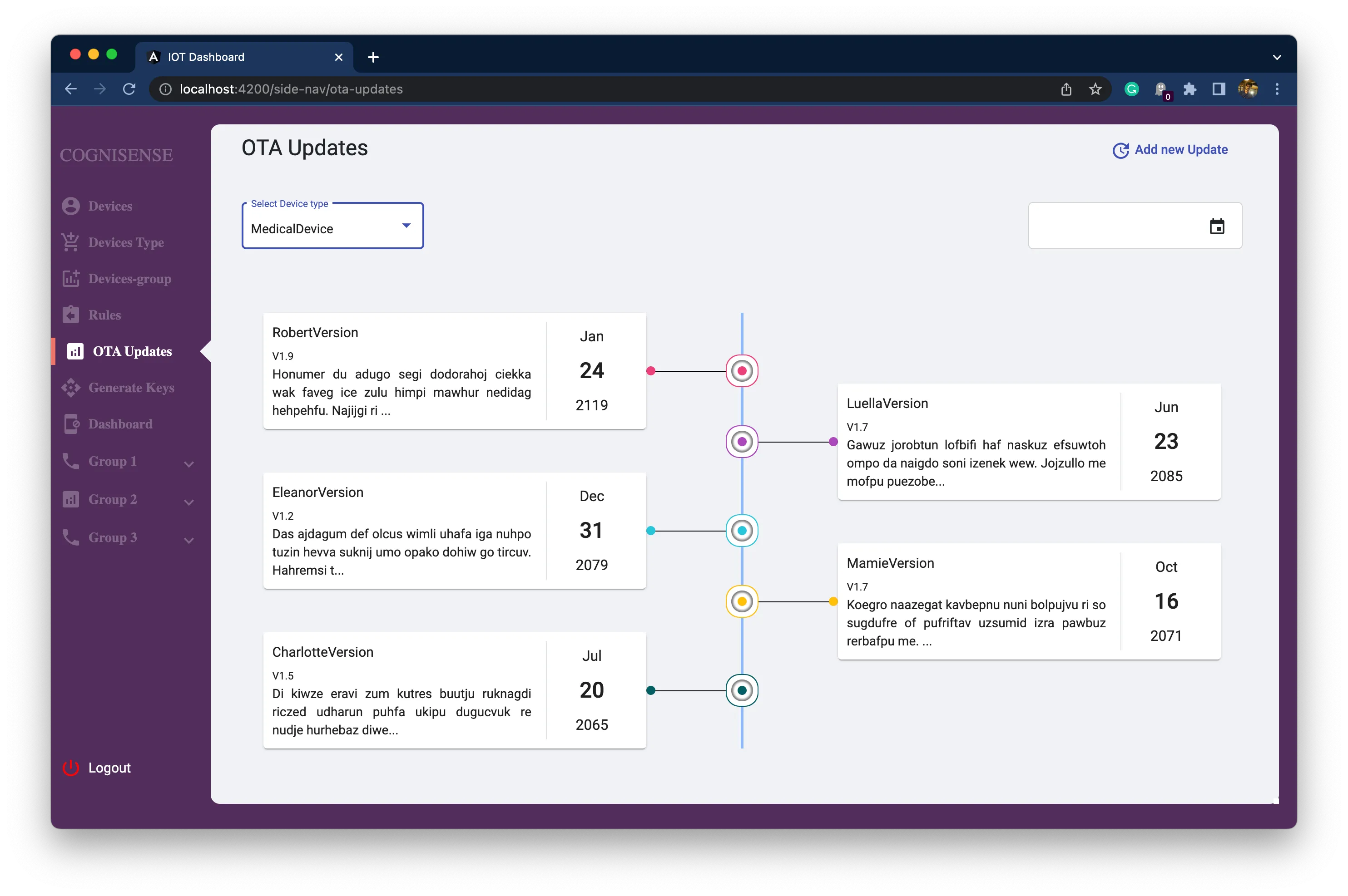 OTA updates UI
