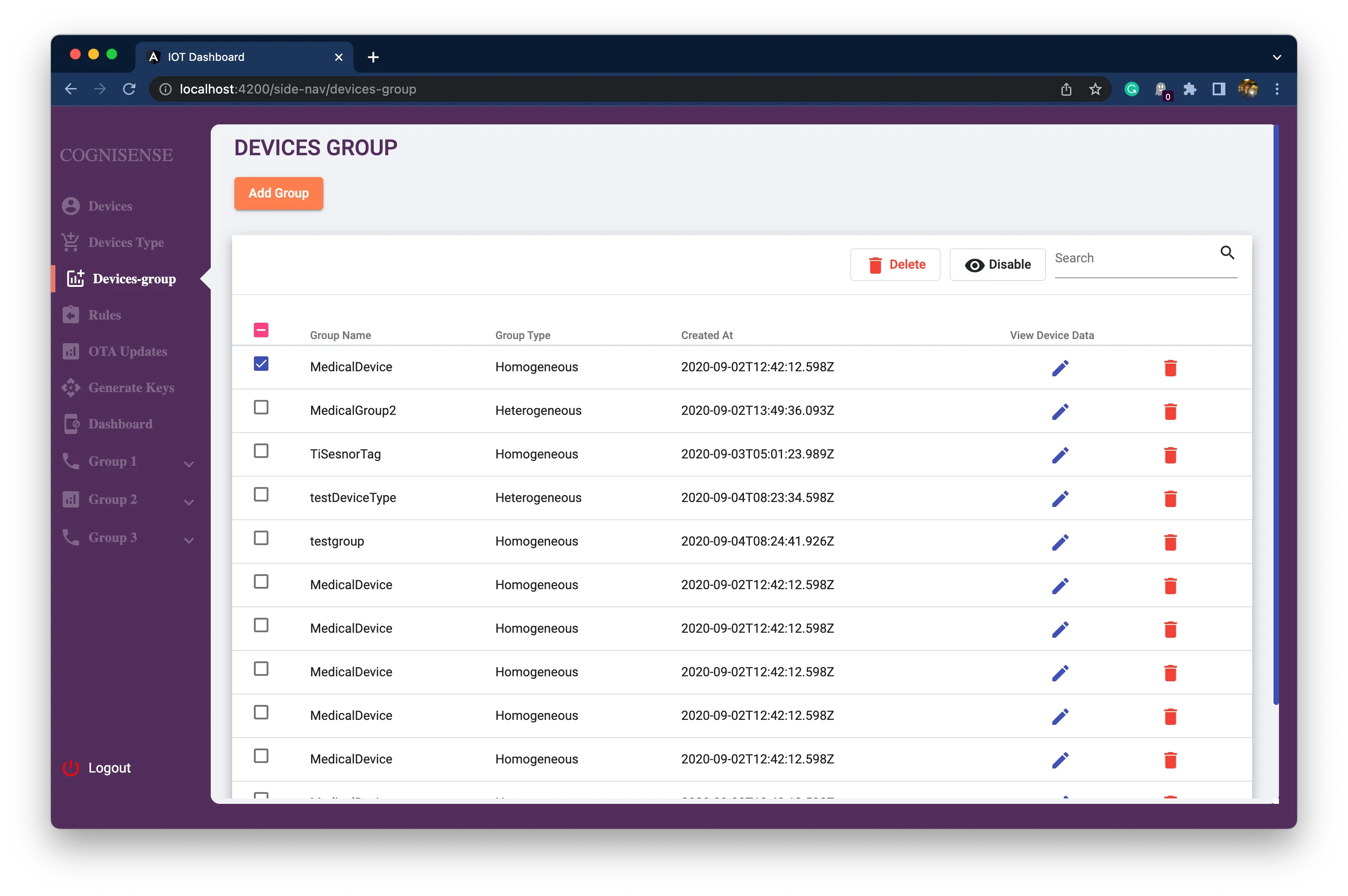Data table row actions